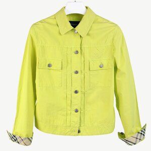Burberry Neon Green Cotton Button-Up Jacket